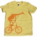 Kids Giraffe BICYCLE T SHIRT - Giraffe on a Two High Bike - American Apparel Toddler Kids