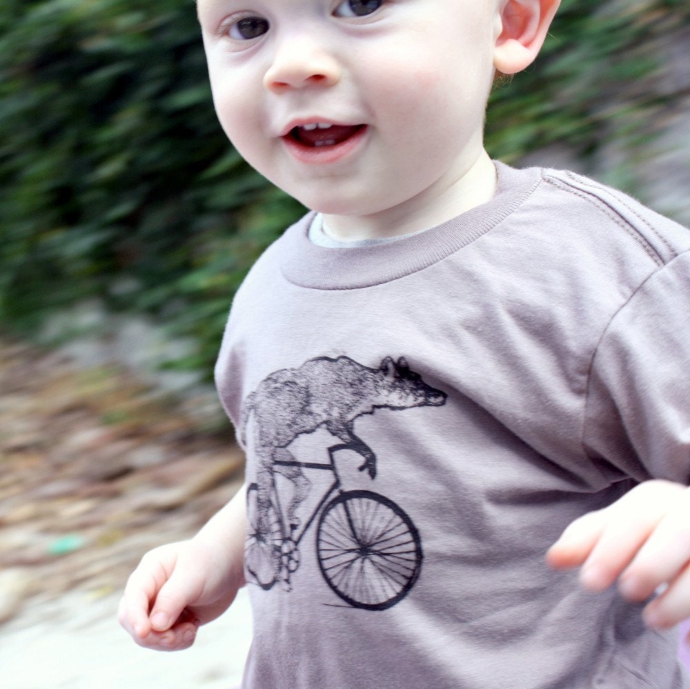 Fox on a Bike Shirt Childrens TShirt by darkcycleclothing