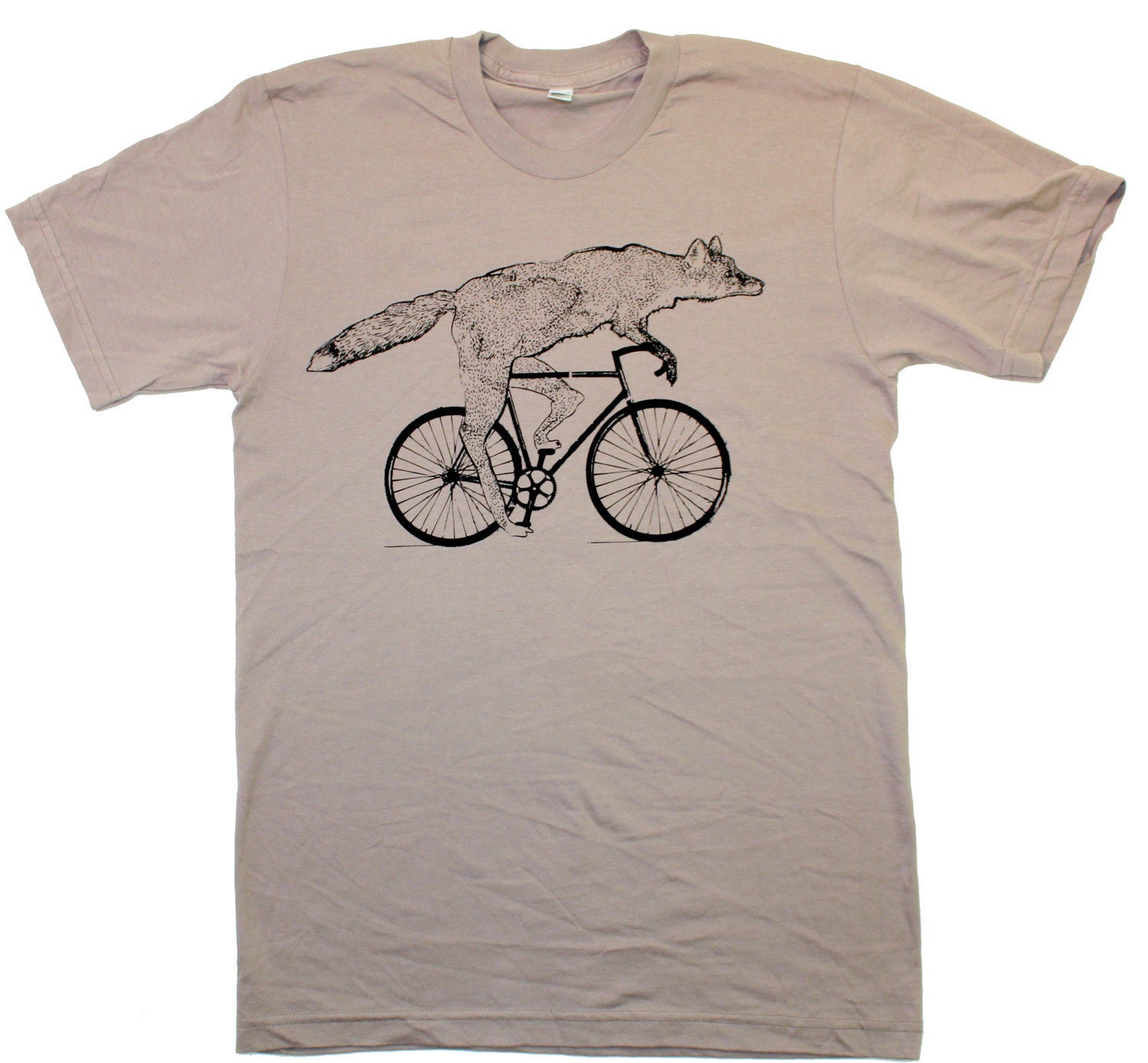 Mens ORGANIC cotton BICYCLE FOX T-Shirt by darkcycleclothing