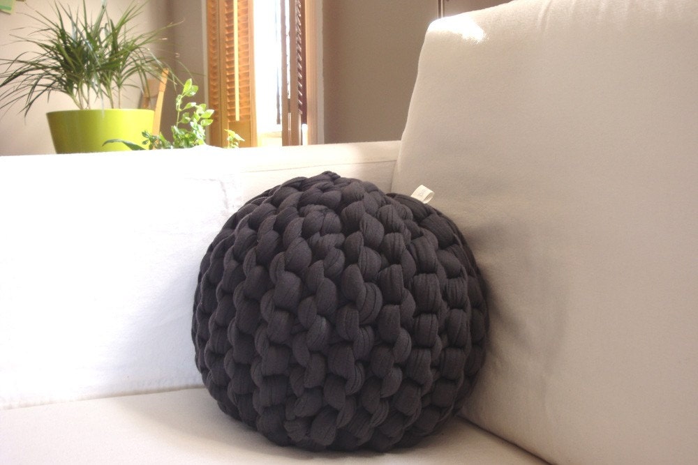 Super Chunky Knit Sphere Pillow Charcoal by danasjoy on Etsy