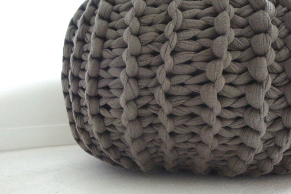 Super Chunky Knit Pouf in Mushroom Large by danasjoy on Etsy