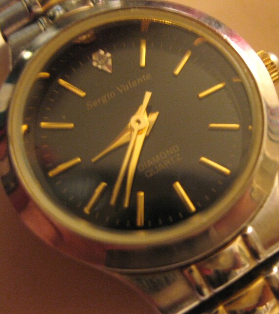Vintage Sergio Valente Wrist Watch Quartz Diamond Chip