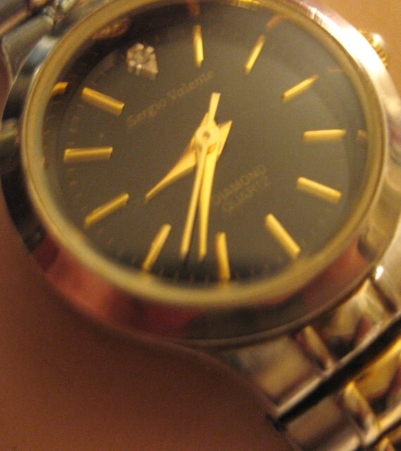 Vintage Sergio Valente Wrist Watch Quartz Diamond Chip