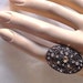 Dinner Glam Crystals Ring Medieval and Renaissance to Celtic Jappaned Finish metal Open Size from 7 to 9