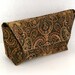 ON SALE Clutch in Brown and Black silky Brocade