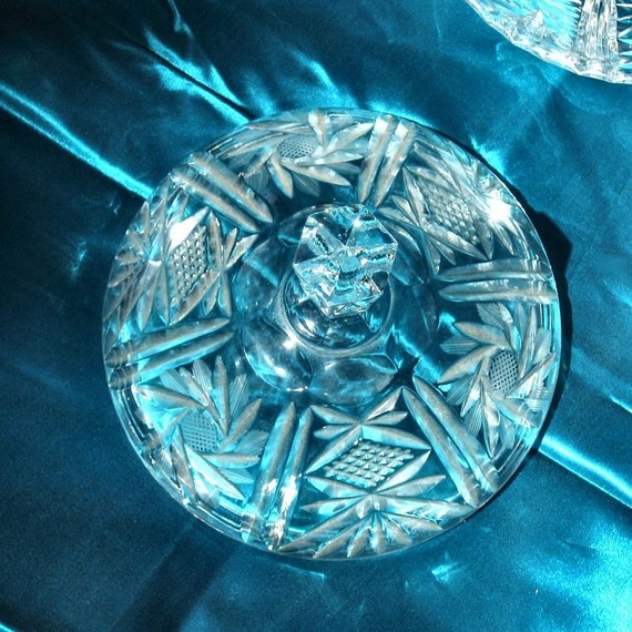 Lovely Footed Candy Dish with Lid Lead Crystal