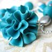 Beaded Necklace with Vintage Turquoise Flower Button Cover Pendant