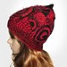 Red Black Freeform Crochet Hat Beanie OOAK Wearable Art