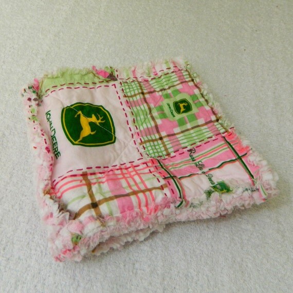 Girl Baby Blanket John Deere Pink & Green by Sewingdreamsnotions