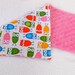 Owls Burp Cloth - Blue, Pink, Orange, Red, & Green - Minky