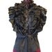 Black Up cycled repurposed shirt with lots of ruffles size small