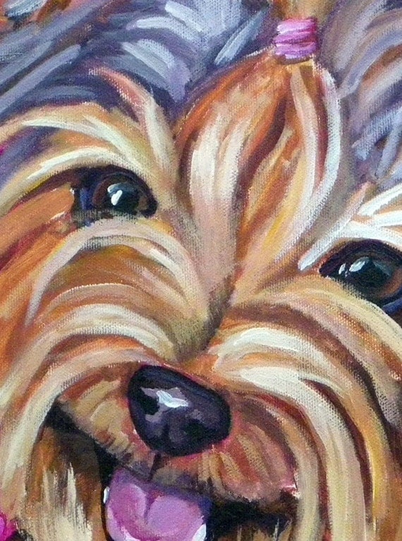 Original Acrylic Painting Yorkie Dog Painting