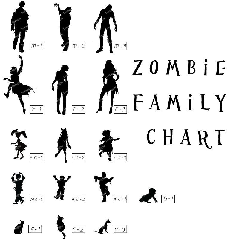 Download Zombie Family Decal with pets and a baby 3