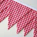 Red Gingham Fabric Bunting Banner- Birthday Banner- Flags
