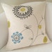 Suzani Pillow Cover 18x18 Decorative Pillow Accent Cushion Throw Gray Citrine Blue