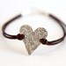 Simple Leather Bracelet with Fine Silver Heart Charm