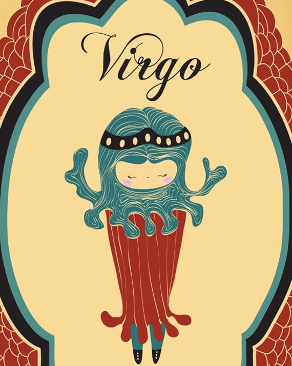 Virgo Zodiac Illustration Wall Decor Horoscope by ParadaCreations