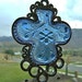 Cobalt Shamrock - Vintage dish Upcycled into a Windchime