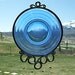 Blue Moon - Depression Glass Plate Upcycled into a Windchime