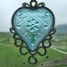 Azure Love - Retro heart-shaped dish upcycled into a Windchime