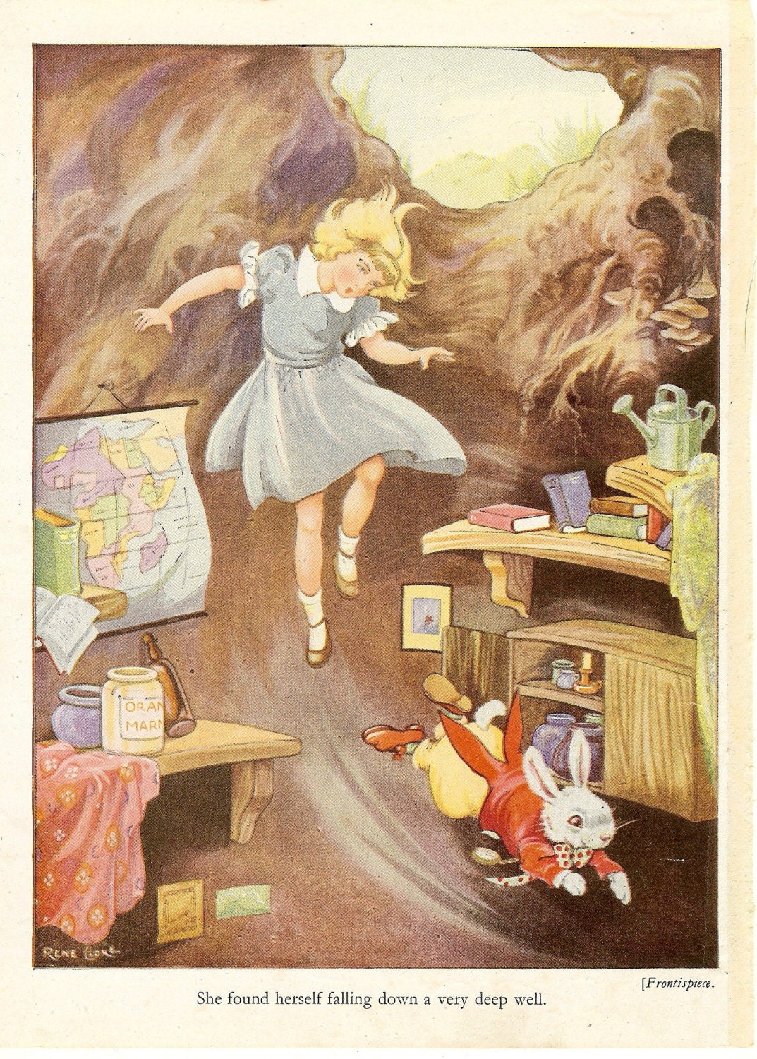 Four Vintage 1940s Original Alice In Wonderland Colour Prints