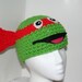 Child size Fun and unique red Ninja turtle hat - handmade crocheted character hat