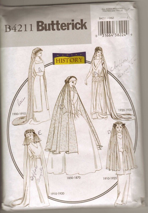 2004 Butterick History Pattern B4211 for 5 Bridal Veils