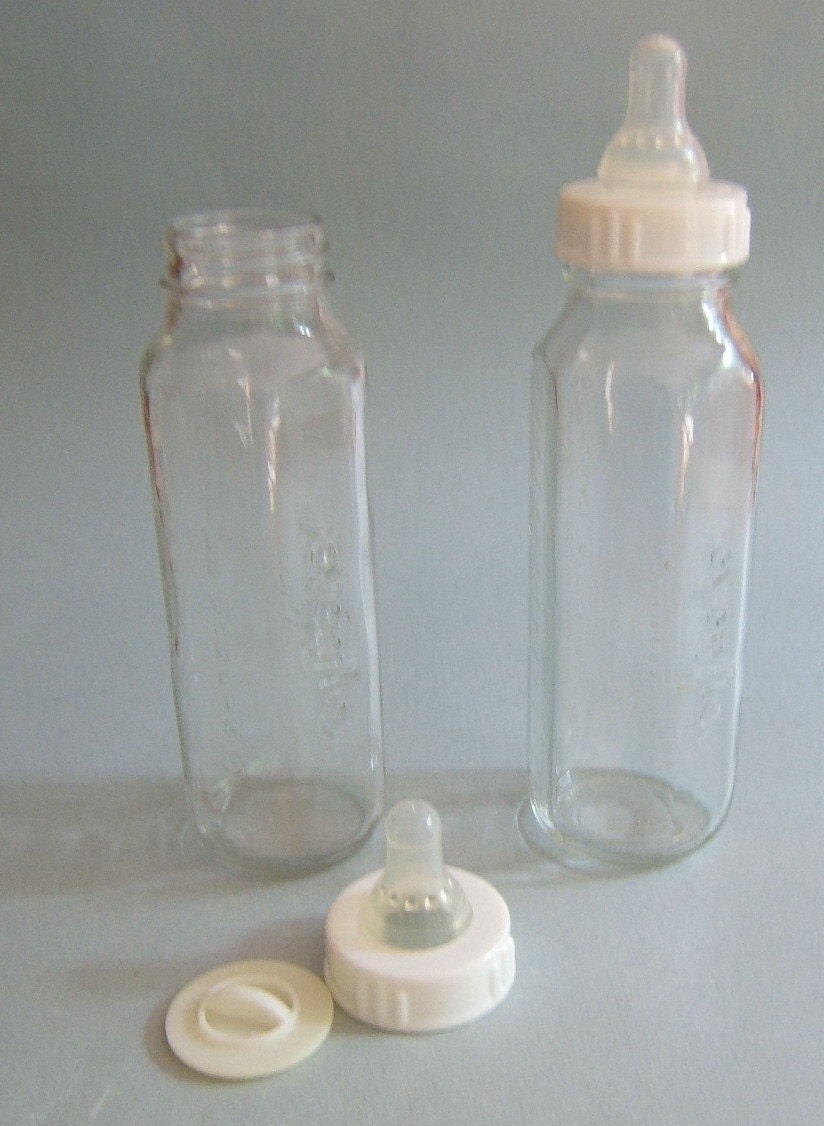 2 Vintage Glass Evenflo Baby Bottles