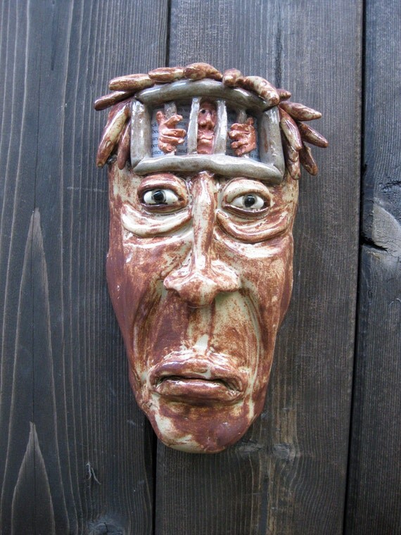 Sale-Mind Jail-Brain Lock Ceramic Mask by Uturn on Etsy