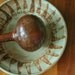 Reserved for Jiashu-Pistachio Green Stoneware Egyptian design bowl