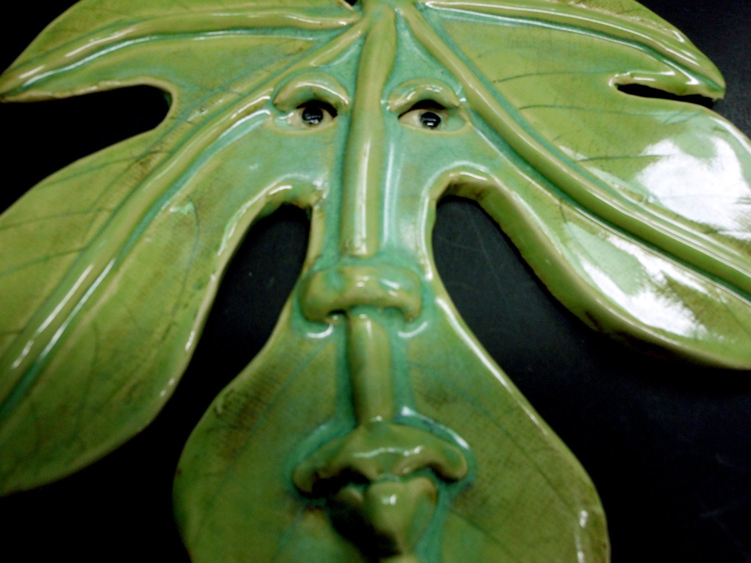 Fig Leaf Man Ceramic Mask wall art Garden decor