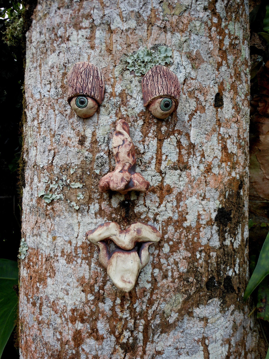 Whimsical Tree Face Sculpture