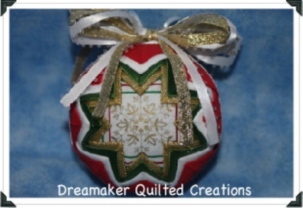 Handmade Golden Snowflakes Quilted Christmas Ornament