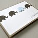 Welcome baby boy card - blue and grey elephant design. Blue and grey.