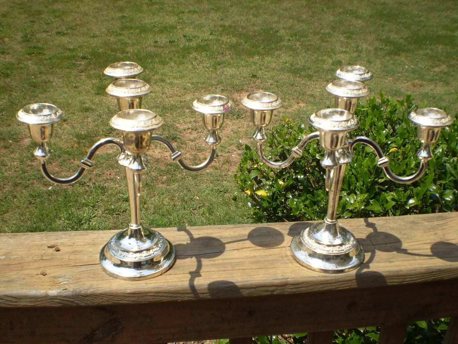 Vintage set EP zinc silver plated candelabras made in England