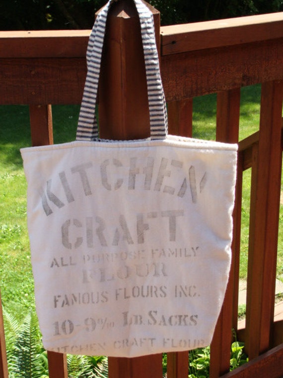 Large Tote Bag Made from Vintage Flour Sack