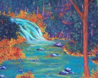 Waterfall Painting | Etsy