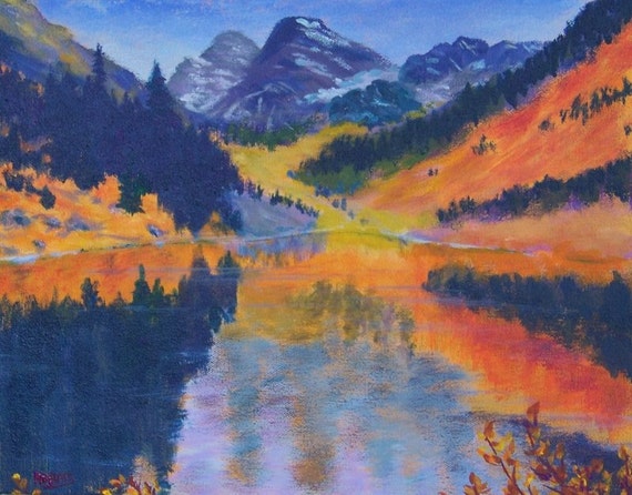 Maroon Bells Fall Colorado Mountain Lake Reflections Painting Maroon Bells Fall Colorado Mountain Lake Reflections Painting