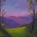 Sunrise Sunlight Blue Ridge Mountains Spring Leaves Grass Original 8x10 Acrylic Art Painting FREE SHIPPING