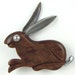 Bunny Brooch - Vintage Art Deco Rabbit Pin, Unusual Carved Bakelite & Aluminum, Brown Marbled, Marked Tchecoslovaquie