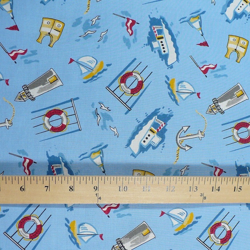 Nautical fabric Robert Kaufman 1/2 YARD sailboats