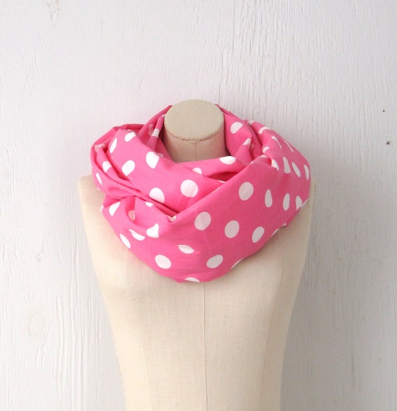 Polka Dot Infinity Scarf in Pink by bailybelle on Etsy