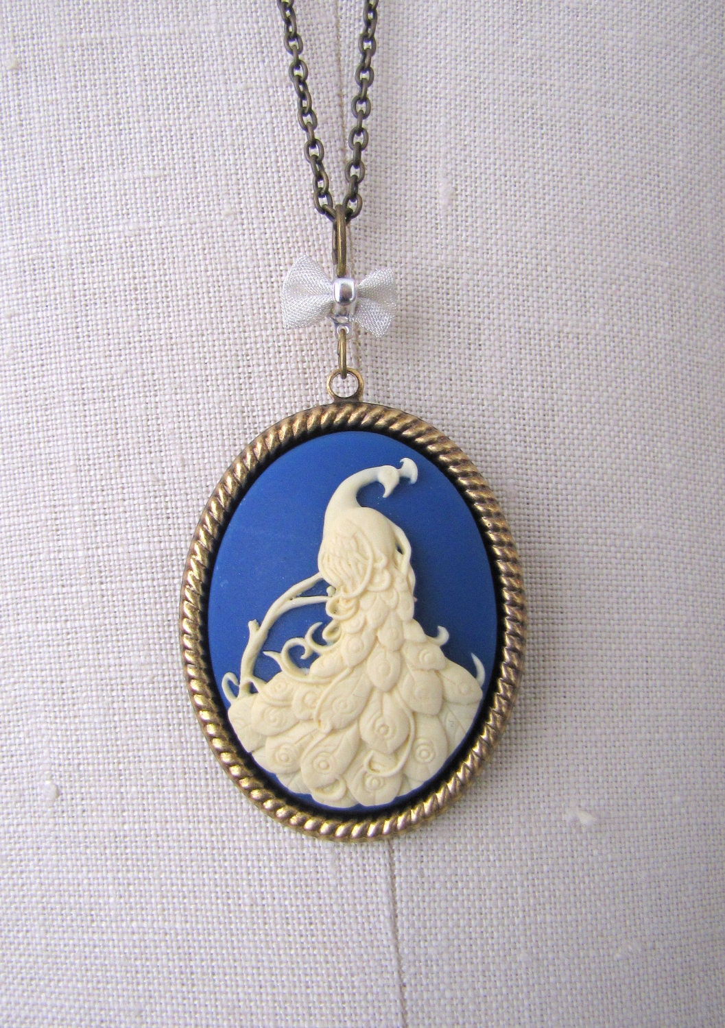 Peacock Cameo Necklace by bailybelle on Etsy