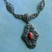 1920's Sterling Marcasite Necklace and Coral Glass