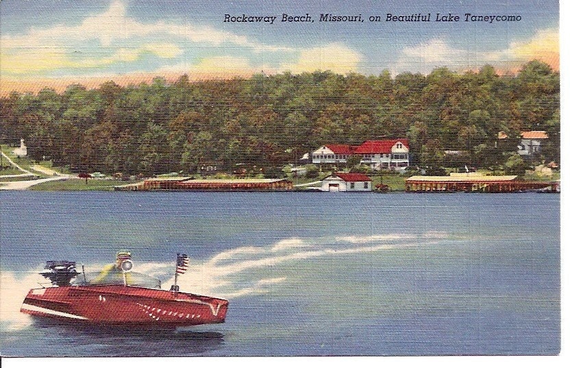 VINTAGE POSTCARD ROCKAWAY BEACH MISSOURI ON BEAUTIFUL LAKE