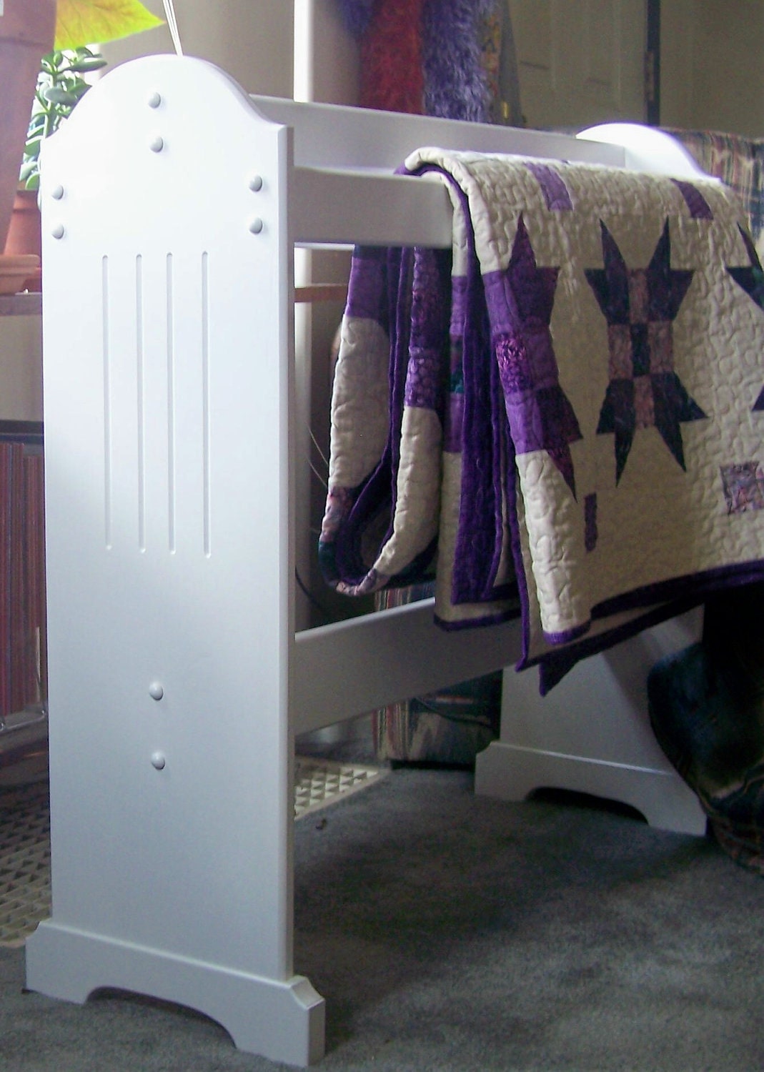 White satin. free standing Quilt rack wood ready to assemble