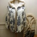 Vintage 60s Womens Cream and Navy Ski Jacket Size Large with Fur on Hood by Russ Free US Shipping