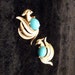 Vintage AVON Gold Turquoise Bird Pheasant Peacock Clip Earrings Collectors