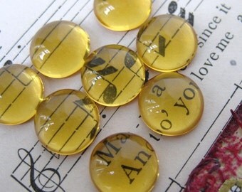 Vintage Glass Cabochon, Topaz Magnifying Transparent Rounds, 9mm gcb0345 (8)