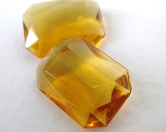 Vintage Rhinestone Glass Jewel Topaz Octagon Transparent 18x13mm rhs0255 (2)